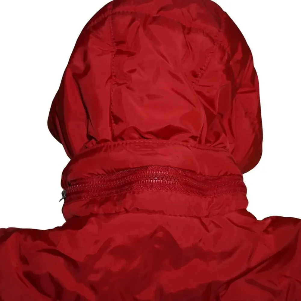 Paul Frank Baby Puffer Jacket 18M Red Hooded Winter Coat Fleece Lined Monkey Log